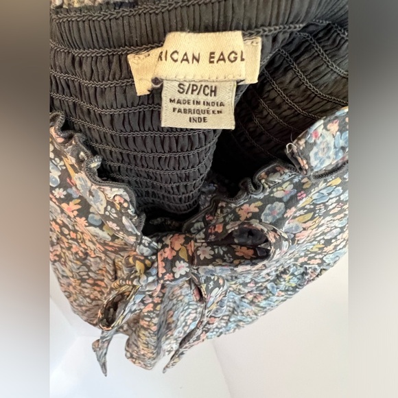 American Eagle floral tie front cropped tank, S - Picture 4 of 6